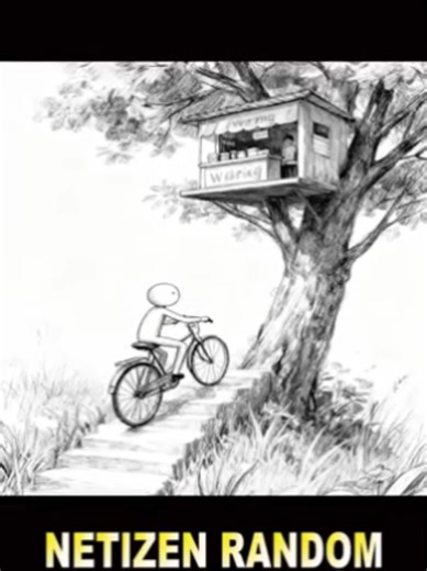 Gambar Kreatif Orang Naik Sepeda ke Warung