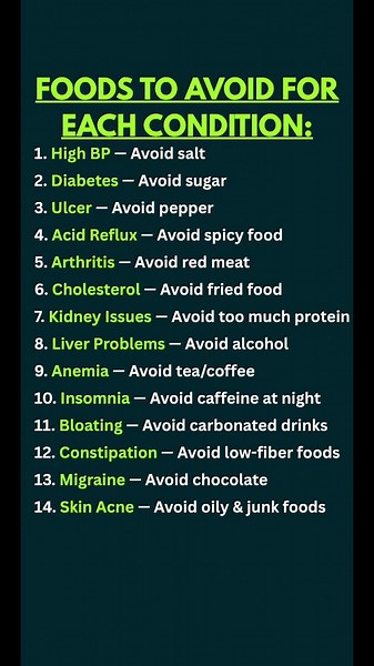 Foods to Avoid for Each Condition — The Complete Guide to Eating Right When You’re Unwell