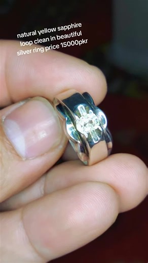 natural yellow sapphire loop clean in beautiful silver ring price 15000pkr
