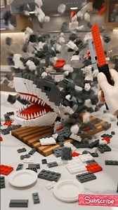 Jaws is NOT safe here 🔪🦈 #LEGO Destruction#shark #legodestruction #epicbrickcollapse