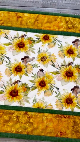 Quilted Handmade Table Runner With Birds and Sunflowers, Reversible Runner, 15" X 41" - Etsy