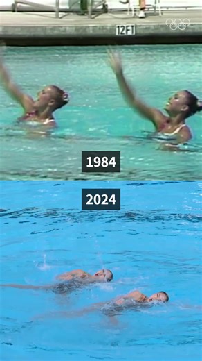 Watch how the Artistic Swimming Duets have evolved over time! 🤩 #Olympics #ArtisticSwimming #ThenVsNow #Sports