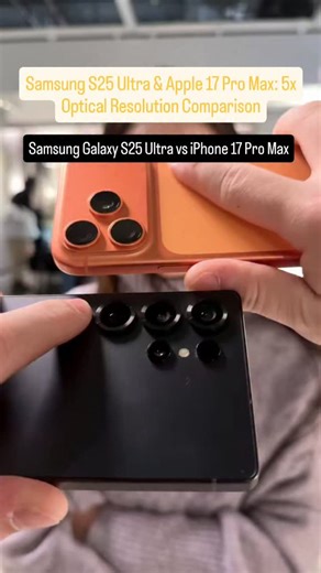 Trendy Tech Review Show on Instagram: "Samsung S25 Ultra (Mobile Phones, Digital Technology) Samsung S25 Ultra & Apple 17 Pro Max: 5x Optical Resolution ComparisonSamsung Galaxy S25 Ultra vs iPhone 17 Pro Max"