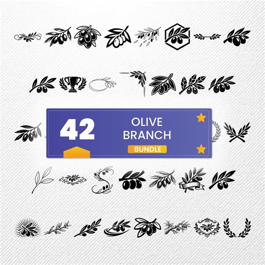 Olive Branch SVG Bundle 42 Clipart | PNG Eps PDF Dxf | Commercial Use Vector Graphics - Etsy