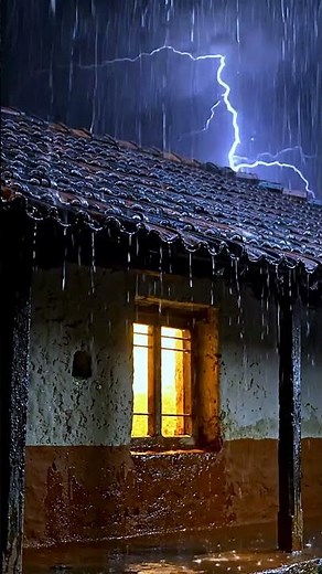 Heavy Rain Night 🌧️ Cozy Village House Window Rain Sounds for Deep Sleep 😴 #sleepytime