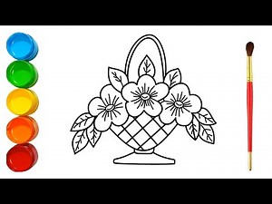 How to draw flower basket step by step | flower basket drawing