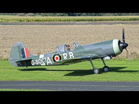 Yakovlev Yak 50 G-SOCT takeoff and flypast, Sleap Airfield, Shropshire Aero Club