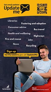1.2K views |  UpdateMe is our free service that sends you email updates on a variety of Hertfordshire County Council services. From libraries and consumer advice to highways, jobs and recycling, we'll keep you updated!  Sign up today at https://orlo.uk/3jomb | Hertfordshire County Council | Facebook