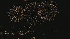 Celebration with fireworks in the city  - Free Stock Video