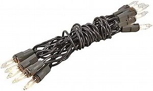 Novelty Lights 5.5 Feet 10 Bulb Clear Mini Light String on Brown Wire, Non-Connectable Incandescent Fairy Lights for Bottles and Crafts, 4" Bulb Spacing, 24" Lead, Stackable Fused Plug