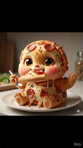 Pizza baby eating pizza slice