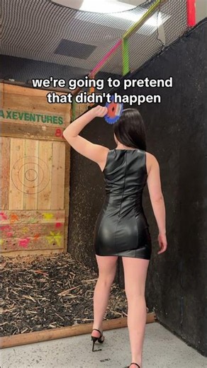 model axe throwing in heels