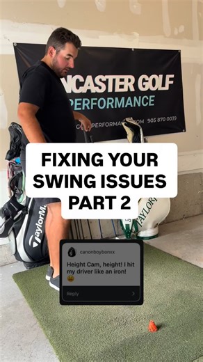 Hitting the driver high 👆 Thanks @canonboybonxx for submitting. Your 3 step process for hitting the driver higher: 1. Tilt shoulders 2. Wider stance 3. Miss the tee drill - swing up through the shot ALSO consider a higher tee and playing a higher lofted driver. Do not play an LS model. Submit your swing issues via comment 👍 #golf #golfer #swing #golfcoach #golftip | Cameron Lancaster