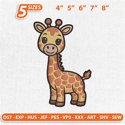 Baby Giraffe Embroidery Design, Safari Animal Stitch Machine Pattern, Baby Shower Gift, Instant Download - Etsy