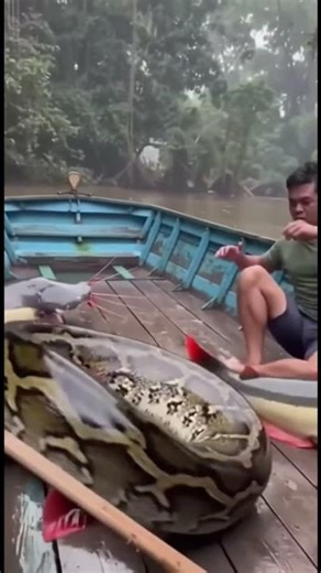 Camera Captures Anaconda Hunting On Boat 📱😱🐍