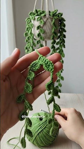 Crochet Home Decor: String of Pearls Hanging Plant 🌿Working on some botanical magic today! 🍃