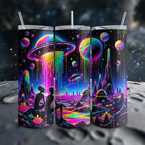 Alien Planet 20oz Skinny Tumbler Wrap Digital Download Seamless PNG, Psychedelic UFO Space Scene Tumbler Wrap, Cosmic Sci-fi Tumbler Wrap - Etsy