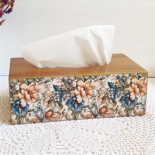 Wooden Tissue Box Cover, Rectangular Tissue Box Holder, Floral Napkin Holder, Decorative Box for Napkins, Gift Mother's Day - Etsy