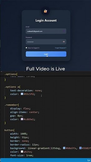 Modern Responsive login form using html, css and js #shorts #coding #programming