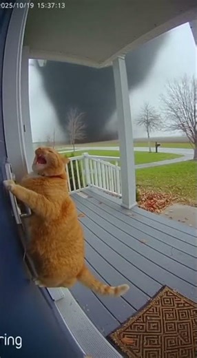 Cat Fights Tornado on Ring Camera