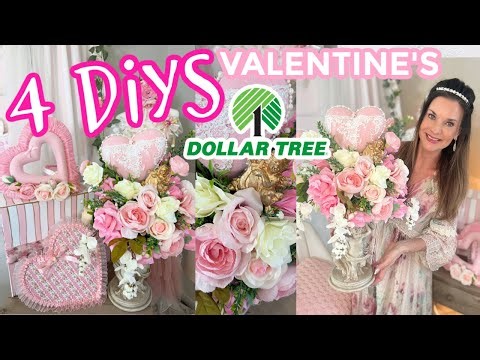 💗💐NEW!! 4 DIY DOLLAR TREE VALENTINES DAY DECOR CRAFTS~ Love Shack Fancy ~Shabby Chic 💐💗