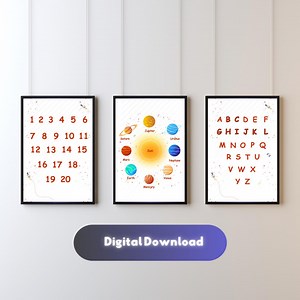 Space Theme Educational Prints: Solar System, Alphabet, Numbers (digital Download) - Etsy Canada
