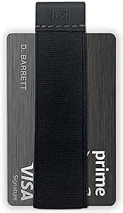 Modern Carry Quick Draw Minimalist Wallet for Men & Women, Elastic Band Minimal Credit Card Holder with Leather Tab, Business Card Holder, Money Clip Alternative (Black) (Black)