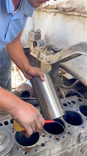 Cylinder liner sleeve fitting tutorial pro mechanic | Dry Sleeve install #shortsfeed #mechanic #yt