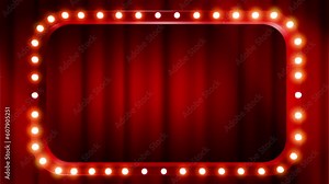 Marquee sign and red curtains scene motion loop background