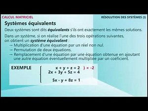 1.12 Calcul matriciel - Résolution des systèmes (1)