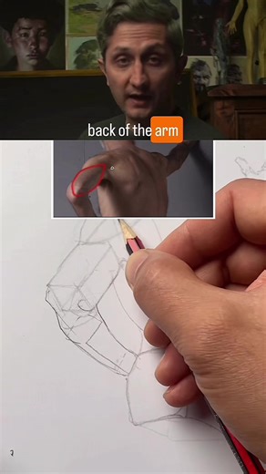 Learn how to draw the arm from the back! Focus on the form and structure to make anatomical practical in figure drawing. DM or link in Bio to join our Weekly Live Class. Follow for daily art fundamental reels. #artfundamentals #artclass #gesturedrawing #anatomy #figuredrawing