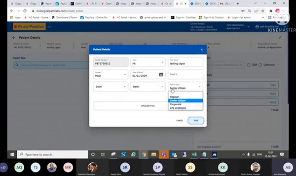 Online processor of registration in Dr Lal Path Lab patient registration online processor