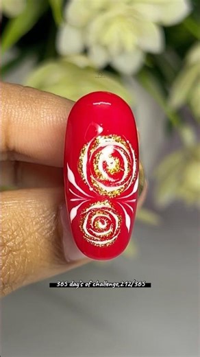 Glitter Rose with Fine Art Brush | Full tutorial | Day 212/365 #nailart #nailextension