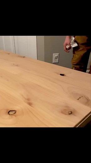 Applying the finish to this knotty alder bar top for #finishfriday. Is that a thing? Well, now it’s a thing. - • applied mineral spirits to get off all the dust & I waited until it dried • applied pre-stain conditioner & wait 15 minutes • Stain is true brown. (The can was so coated in the stain you couldn’t even read it 🤪) - What do you think of this stain color? * * * * * #farmhouse #farmhousestyle #buildsomething #buildlikeagirl #womenwhobuild #garageshop #rusticdecor #customfurniture #furnit