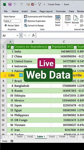 Import Live Web Data into Excel in Seconds