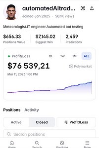 Polymarket self-calibrating weather-trading Python bot (Full Guide)run the smartest weather-trading bot with 0 coding knowledge after reading this article: what's inside: > github with full Python code> trading 20 cities & 4 continents> 3 forecast sources {ECMWF, HRRR, METAR}> EV+ automatic calculation for each trade> auto-sizing based on the Kelly Criterion> full-data storage {forecast, trade, resolution} > self-calibration based on snapshots & data logic of the bot: • get 3 type of forecasts f