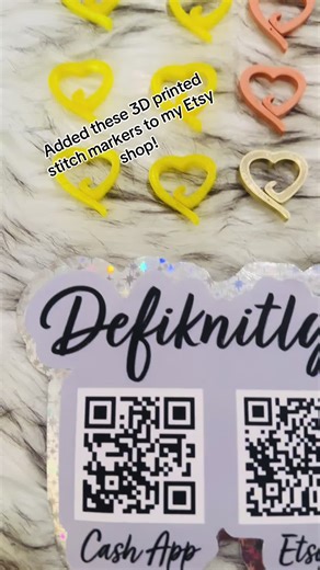 Having fun making stitch markers with my sons 3D printer! These are in my Etsy shop! Also with some cute cat ones! #defiknitlytasteful #3dprints #stitchmarkers #3dprinttok #heart