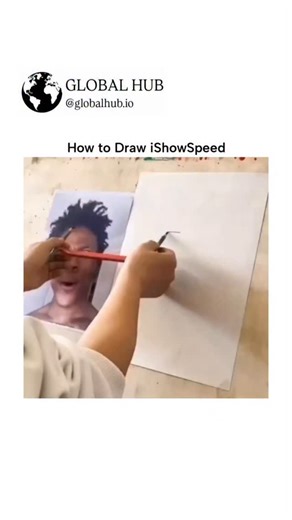 GLOBAL HUB on Instagram: "This post by Indonesian artist @stoberikrimcis features a 23-second time-lapse video tutorial sketching iShowSpeed's signature wide-eyed, open-mouthed expression using basic pencil techniques on paper. iShowSpeed (Darren Watkins Jr.), a high-energy streamer with 46 million YouTube subscribers as of December 2025, frequently inspires fan art; the post's 170,000 views and 390 likes highlight his influence on viral creative content. Over 160 replies, mostly in Indonesian,