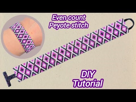 Geometric bracelet/Even count peyote stitch/Handmade jewelry making at home/DIY Tutorial
