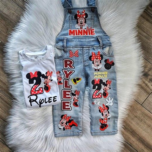 Custom Minnie Mouse Overalls and Shirt for Toddler Girl - Etsy