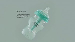 Tommee Tippee Advanced Anti-Colic 9 oz BPA Free Baby Bottles, Newborn 0+ Months, Slow Flow Breast-Like Nipple, Unique Design Keeps Air Away from Milk and Baby, Pink and Purple, Pack of 2
