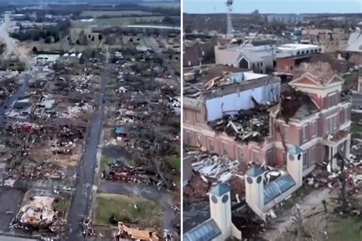 Tornado devastation is revealed in shocking aerial photographs