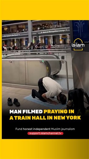 98K views · 7.4K reactions | Video shows a man quietly praying in Moynihan Train Hall, New York, US, highlighting a peaceful moment amid the station’s daily hustle. Fund honest independent Muslim journalism: https://support.islamchannel.tv | Islam Channel | Facebook