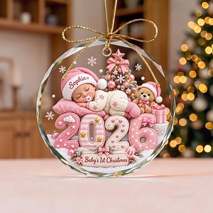 Personalized Baby's First Christmas Glass Ornament, Custom Baby Name 2026 Ornament, Baby Newborn Christmas Keepsake, New Parents Gift - Etsy