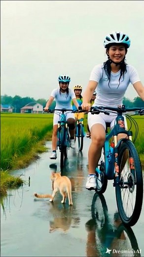 beautiful women riding bicycles #cat #cute #nature #adventure