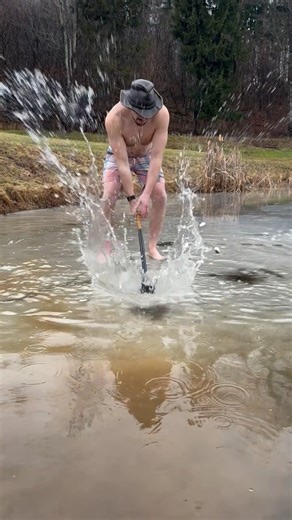 IcePlungeCam on Instagram: "Day 6 of how many strikes to get through the ice #ice #frozenpond #coldplunge #coldwater #iceplunge"