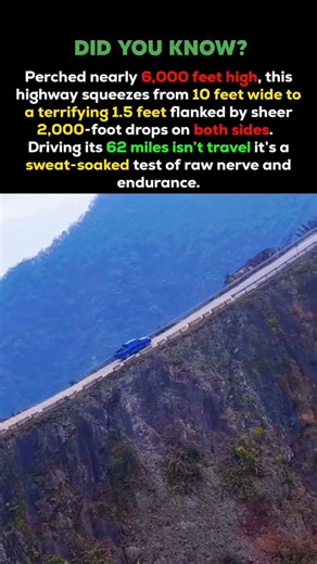 World’s Scariest Mountain Road 😱 6000 Feet High Cliff Drive Experience #shorts