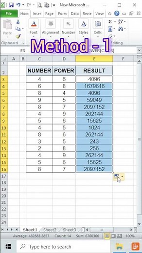 Use of POWER Function🔥| Calculate Exponent #excel #shorts #ytshorts