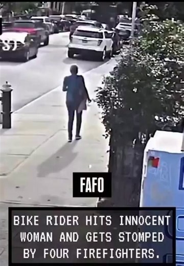 FAFO 🔥 A biker barrels hits an innocent woman, and tries to run.Four off-duty firefighters see it and take off after him. He didn’t get far.Some people pick the wrong day to test accountability.