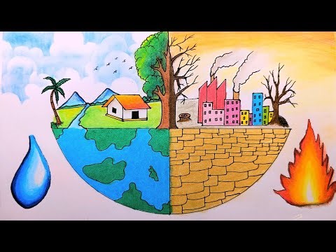 How to draw world environment day poster | Global warming drawing | save nature & environment